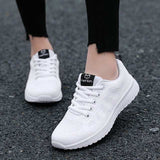 Women's Breathable Walking Shoes Flats Casual Lace-Up Mesh Light Sneakers