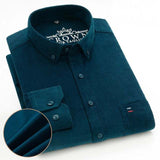 Men's 100% Corduroy Cotton Shirt Casual Long Sleeve Business Dress Shirts