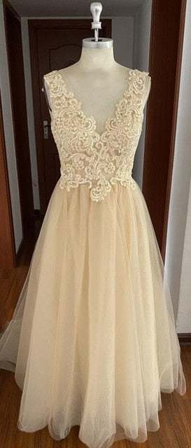 A-Line Beach Wedding Dresses Summer Boho Bride Dress with Detachable Train
