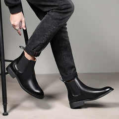 Men's Spring/ Winter Elegant Chelsea Boots Leather Men Slip-On Shoes