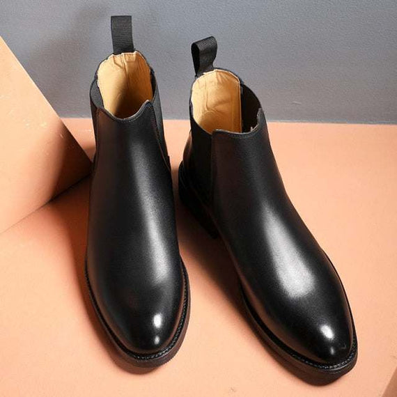 Men's Spring/ Winter Elegant Chelsea Boots Leather Men Slip-On Shoes