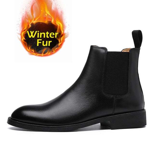 Men's Spring/ Winter Elegant Chelsea Boots Leather Men Slip-On Shoes - Acapparelstore