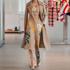 Women's Spring Autumn Dress Suits 3 Pcs Fashion Printed Sets Long Outfit - Acapparelstore