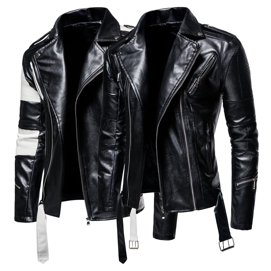 High-Quality Men's Black Leather Jackets New Slim Fit PU Leather Coats - Acapparelstore