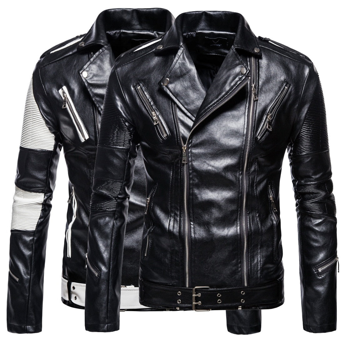 High-Quality Men's Black Leather Jackets New Slim Fit PU Leather Coats - Acapparelstore