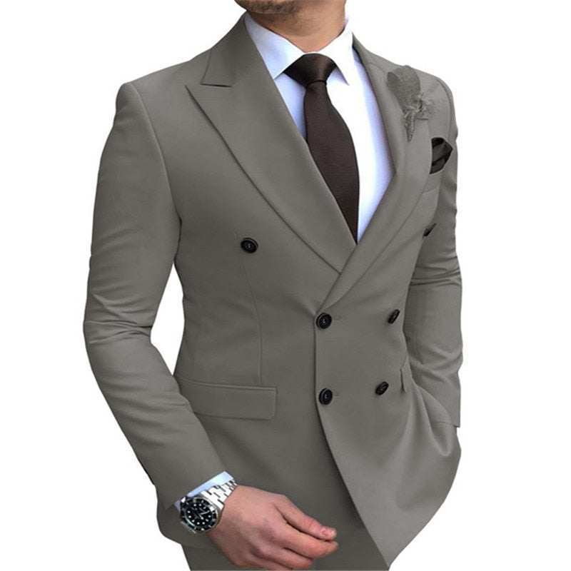 New Men's Blazer Jacket  Slim Fit Double-Breasted Notched Lapel Suit - Acapparelstore