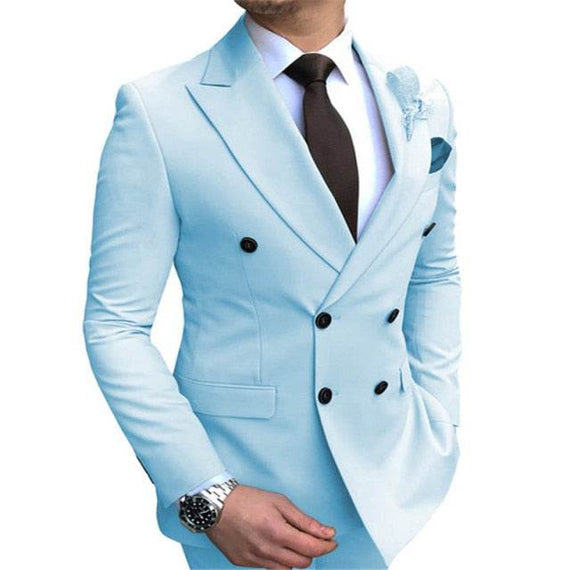New Men's Blazer Jacket  Slim Fit Double-Breasted Notched Lapel Suit