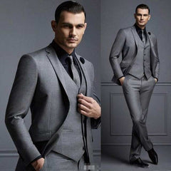 Elegant Grey Men's Suits Cheap Formal Best Man Wedding Suit Slim Fit - Acapparelstore