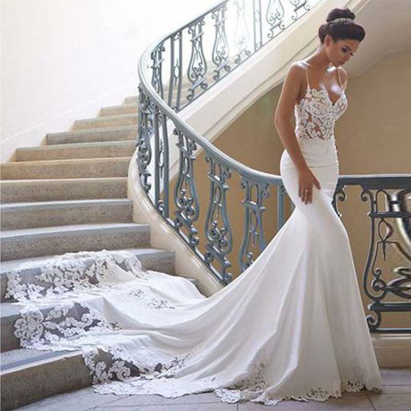 Beautiful Women's Vintage Lace Wedding Dress, Backless Wedding Gowns - Acapparelstore