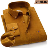 Men's 100% Corduroy Cotton Shirt Casual Long Sleeve Business Dress Shirts