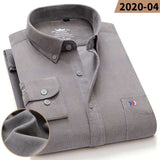 Men's 100% Corduroy Cotton Shirt Casual Long Sleeve Business Dress Shirts
