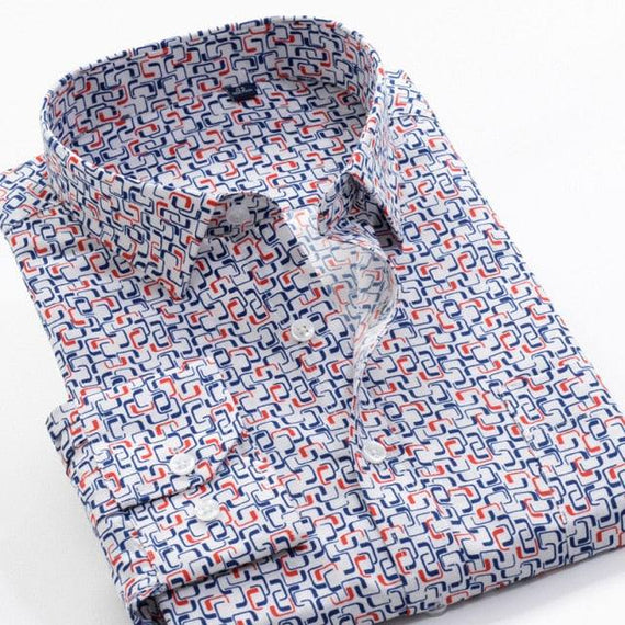 Large Size Flower Print Men's Shirts Fashion Casual Long Sleeve Shirts