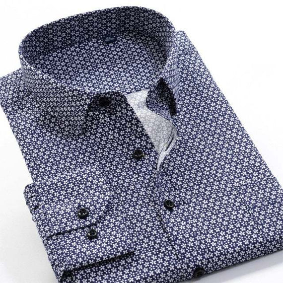 Large Size Flower Print Men's Shirts Fashion Casual Long Sleeve Shirts