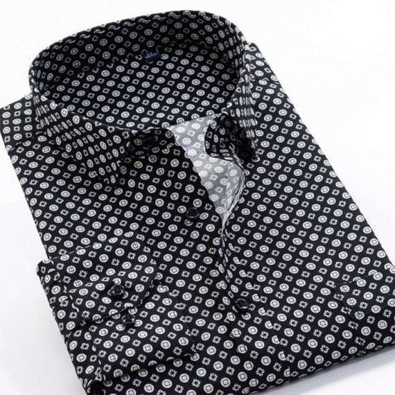 Large Size Flower Print Men's Shirts Fashion Casual Long Sleeve Shirts