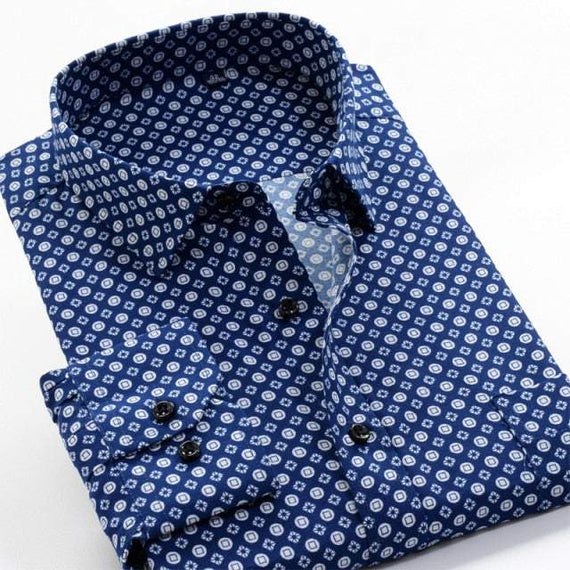 Large Size Flower Print Men's Shirts Fashion Casual Long Sleeve Shirts