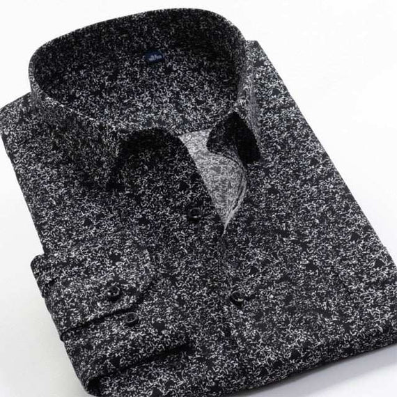 Large Size Flower Print Men's Shirts Fashion Casual Long Sleeve Shirts