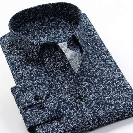 Large Size Flower Print Men's Shirts Fashion Casual Long Sleeve Shirts