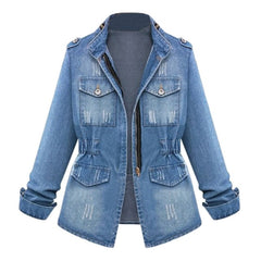 Plus Size Casual Women's Denim jacket Slim Jeans Jacket Chain Jacket - Acapparelstore