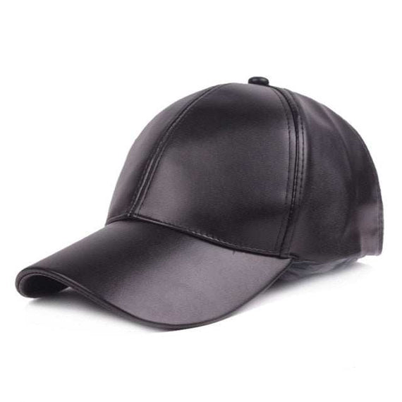 Winter PU Leather Cap Women Men Hat Black White Red Baseball Caps
