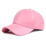 Winter PU Leather Cap Women Men Hat Black White Red Baseball Caps