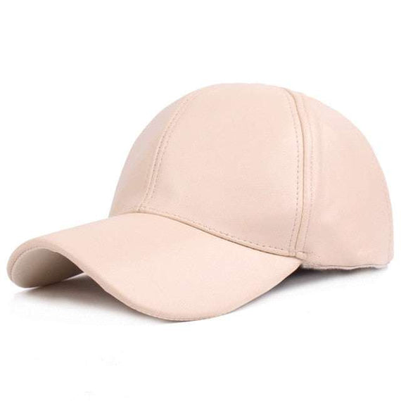 Winter PU Leather Cap Women Men Hat Black White Red Baseball Caps