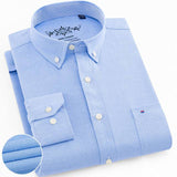 Men's Regular-Fit Long-Sleeve Shirt Sturdy Knit Oxford Plaid Striped Shirt