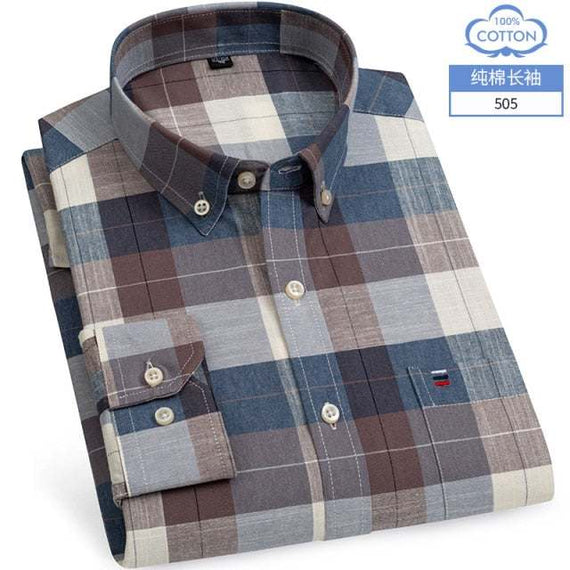 Men's Short Sleeve Shirts Oxford Plaid Striped Casual Dress Shirts