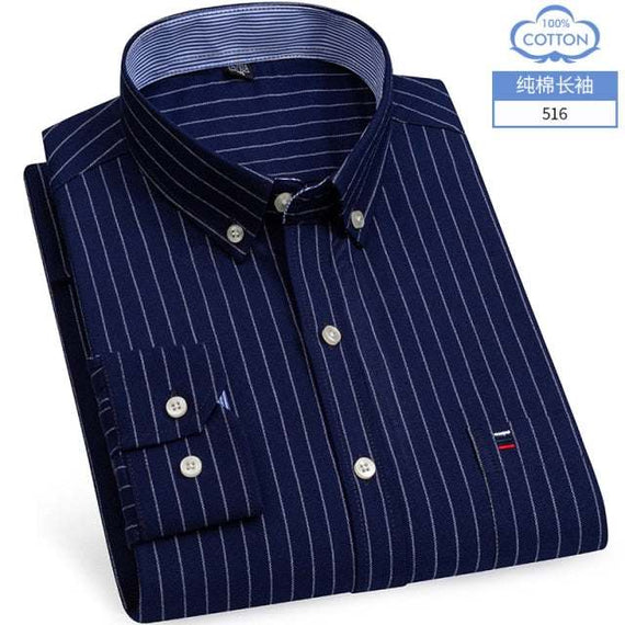 Men's Short Sleeve Shirts Oxford Plaid Striped Casual Dress Shirts