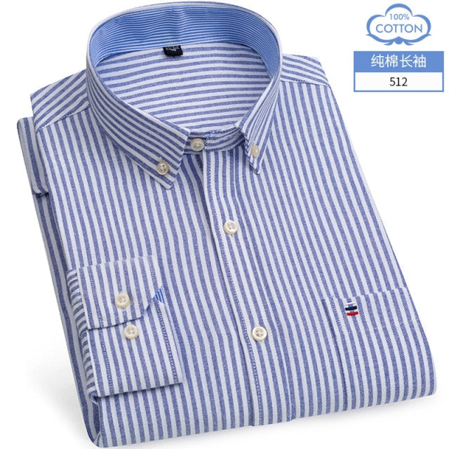 Men's Short Sleeve Shirts Oxford Plaid Striped Casual Dress Shirts
