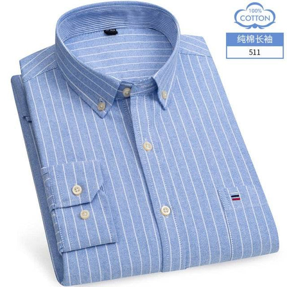 Men's Short Sleeve Shirts Oxford Plaid Striped Casual Dress Shirts