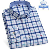 Men's Short Sleeve Shirts Oxford Plaid Striped Casual Dress Shirts