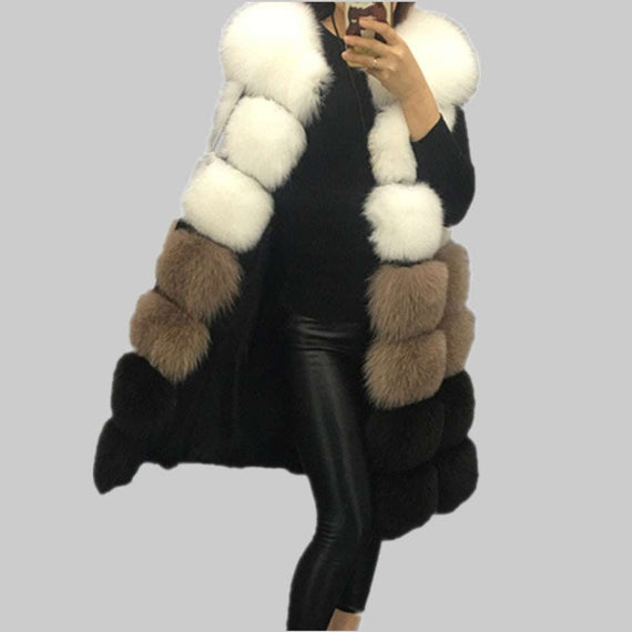 Elegant Women's Fashion Winter fur vest coat Warm long fur vests
