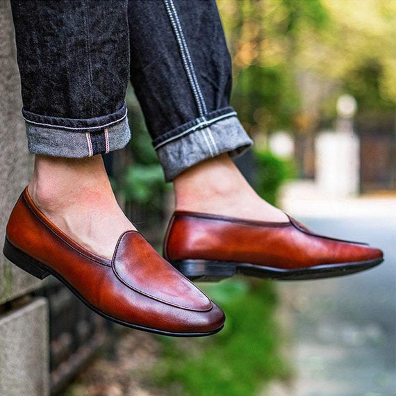 High-Quality Shoes Men's Genuine Leather Slip No Casual Shoes