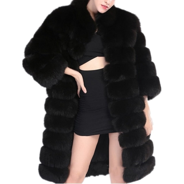 Luxury Super Long Women's Faux Fur Coat Thick Winter Outwear - Acapparelstore