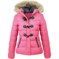 Women's Parkas Winter Jacket Warm Casual Fur Collar Horn Buckle Jackets - Acapparelstore