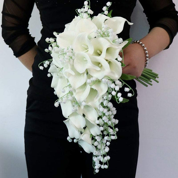 Whitney Wedding Waterfall Bridal Bouquet Fake Calla Lily Lilies Bouquet