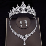 Luxury Crystal Bridal Jewelry Sets Women's Tiaras Earrings Choker Necklace