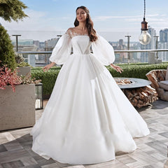 High-Quality Detachable Bridal Gowns Long Sleeves Appliques Lace Dress - Acapparelstore