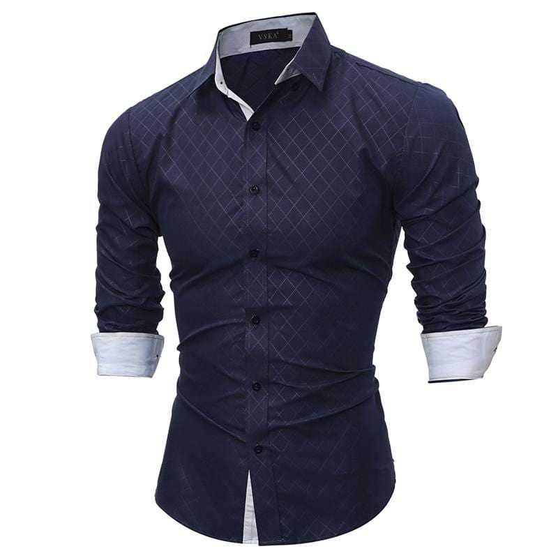 Men's Slim Fit Long Sleeve Casual Social Male Shirt high quality - Acapparelstore