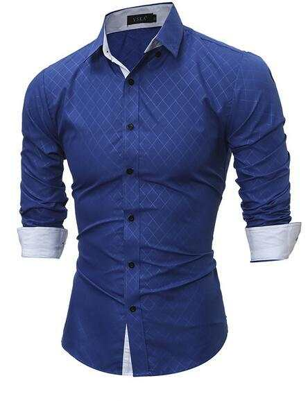Men's Slim Fit Long Sleeve Casual Social Male Shirt high quality