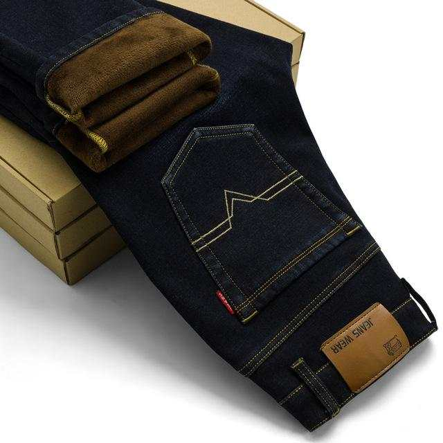 New Men Activities Warm Jeans High Quality Famous Brand Autumn Winter Jeans