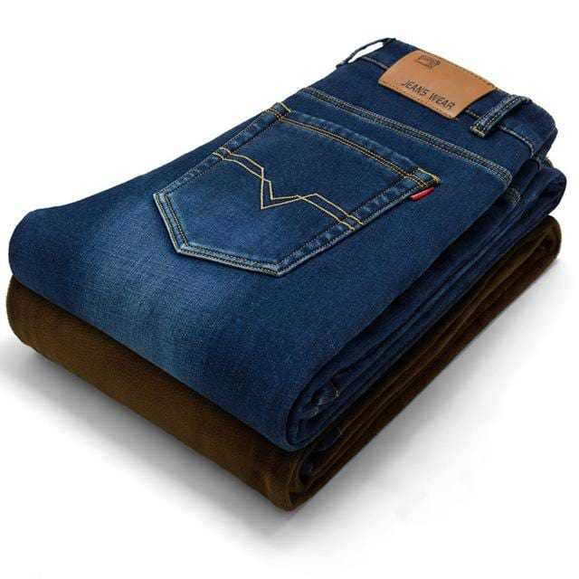New Men Activities Warm Jeans High Quality Famous Brand Autumn Winter Jeans