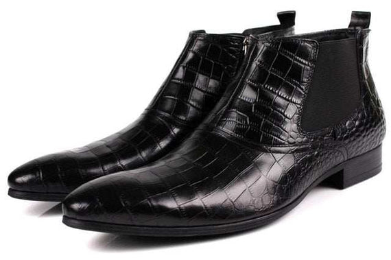 Men's ankle boots genuine leather business dress shoes Size 5.5-10.5