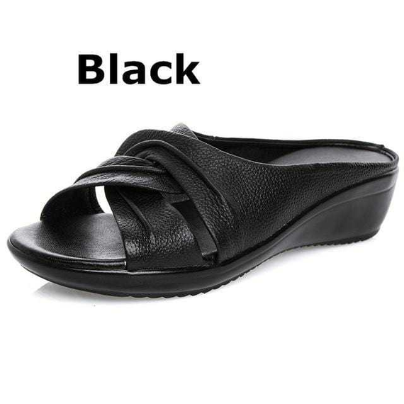 Mother Flats Casual Beach Summer No Strap Cow Genuine Leather Slip On