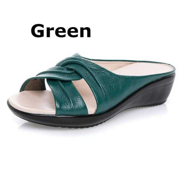 Mother Flats Casual Beach Summer No Strap Cow Genuine Leather Slip On