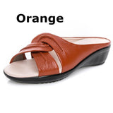 Mother Flats Casual Beach Summer No Strap Cow Genuine Leather Slip On