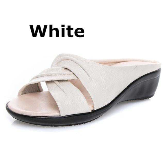 Mother Flats Casual Beach Summer No Strap Cow Genuine Leather Slip On