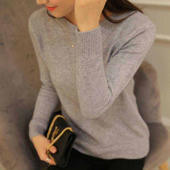 Women's PEONFLY Autumn Winter Sweater Knitted Jersey Jumper