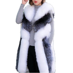 Women's Long Fashion Natural Fox Fur Winter Vest - Acapparelstore