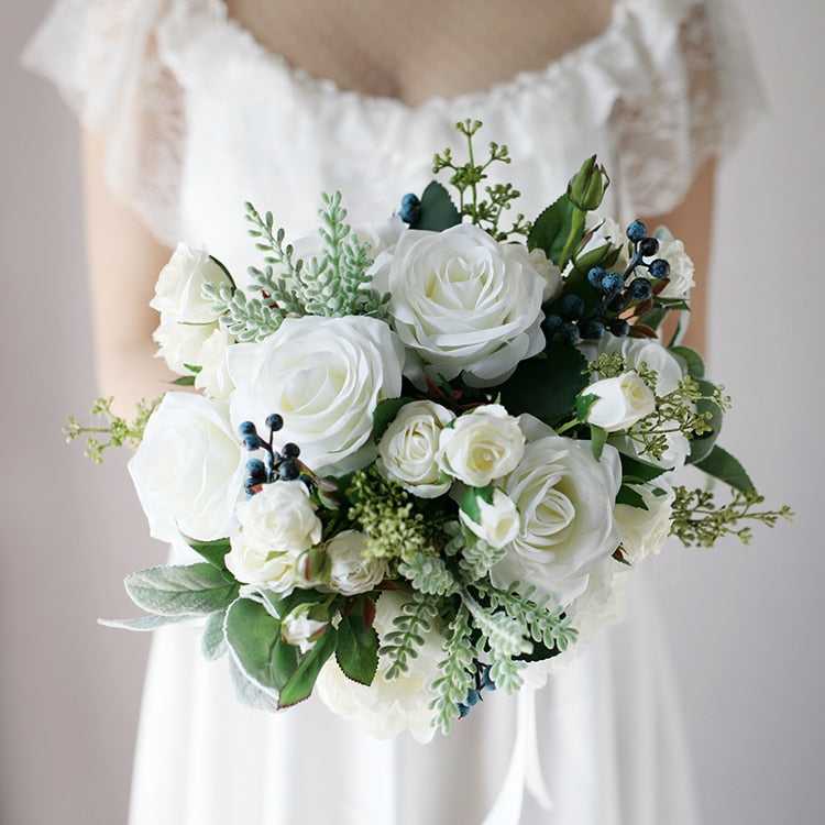 Wedding Succulent Plants Green Artificial Bridal Bouquets - Acapparelstore